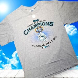 2003 Florida Marlins World Series Champions Tee Lee Sport Gray Men’s Large NWOT